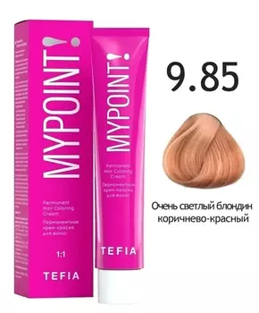 Краска для волос Tefia Перманентная крем-краска для волос 9.85 очень светлый блондин коричнево-красный 60мл.