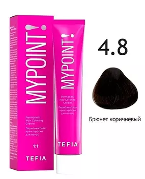 Краска для волос Tefia Перманентная крем-краска для волос 4.8 брюнет коричневый 60мл.