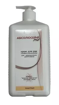 Крем АБСОЛЮСЕЙФ защитный эффект жидких перчаток д/рук, 1 л, с дозатором