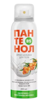 Крем-бальзам Пантенол/облепиха/протеины молока д/тела увлажн аэрозольный, 250 мл