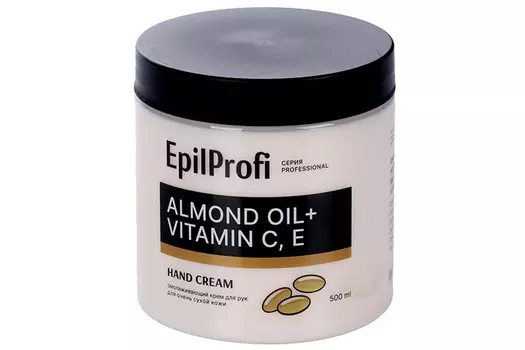 Крем EpilProfi д/очень сухой кожи рук омолаживающий с миндальным маслом/витамином С/Е, 500 мл