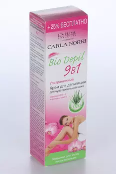 Крем EVELINE 9 в 1 Bio depil д/депиляции д/чувствительной кожи ультранежный, 125 мл, +25% бесплатно