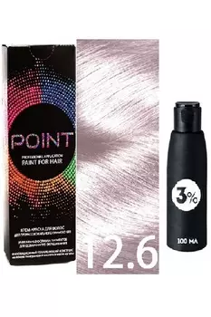 Крем-краска для волос POINT. Промо набор для проф.прим., тон №12.6, Ультра свет блонд свет-фиол + 3%