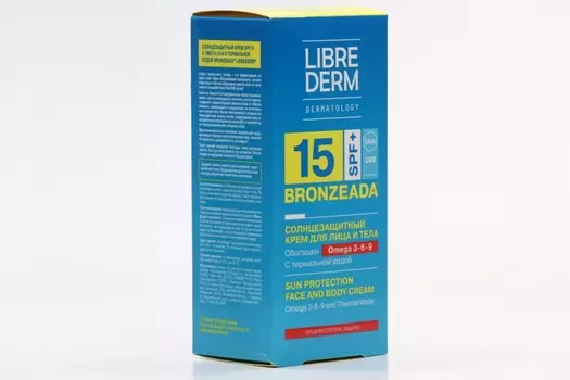 Крем Либридерм Бронзиада солнцезащит с Омега 3-6-9 и термальной водой SPF15, 150 мл