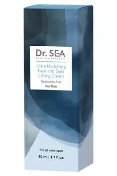 Крем-лифтинг для лица и зоны вокруг глаз Dr. Sea мужской ультра увлажняющий с гиалуроновой кислотой,