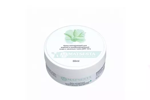 Крем MATSESTA для лица матирующий для жирной и комбинированной кожи с зеленым чаем SPF 15+ 50 мл