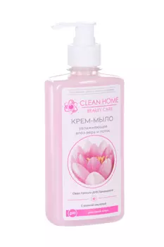 Крем-мыло Clean Home Beauty Care увлажняющее алоэ вера/лотос д/сух кожи с дозатором, 350 мл