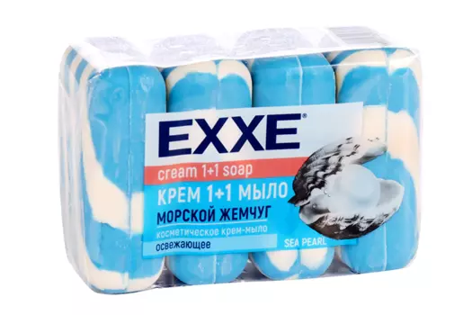 Крем-мыло EXXE 1+1 Морской жемчуг косметическое освежающее, 90 г, 4 шт