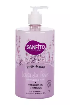 Крем-мыло Sanfito Лавандовые поля жидкое увлаж/питание, 1 000 мл