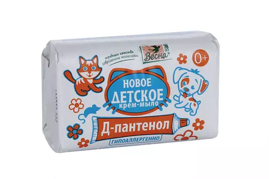 Крем-мыло Весна новое детское твердое с Д-пантенолом гипоаллергенно, 90 г