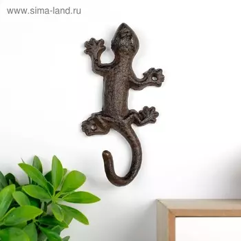 Крючок декоративный металл Ящерица 13х8,5х2,5 см
