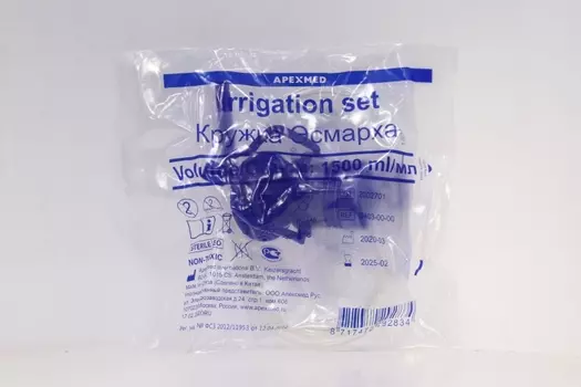 Кружка Эсмарха с атравмат наконечником, 1,5 л, одноразовая