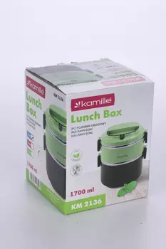 Ланч бокс Kamille двойной нерж сталь/пластик голубой, 1,7 л