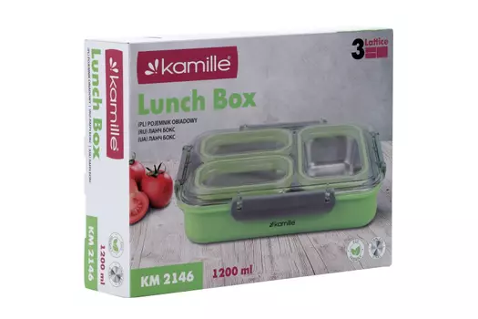 Ланч бокс Kamille КМ 2146 нерж сталь/пластик 3 отсека 1,2 л, синий
