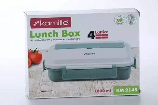 Ланч бокс Kamille нерж сталь/пластик голубой/белый, 1 л