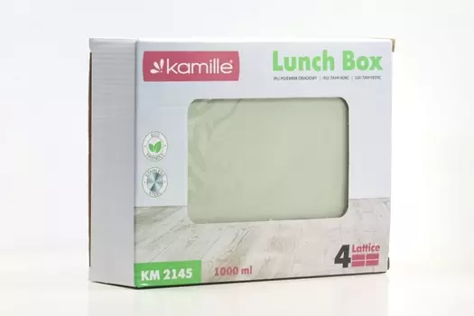Ланч бокс Kamille нерж сталь/пластик зеленый/белый, 1 л