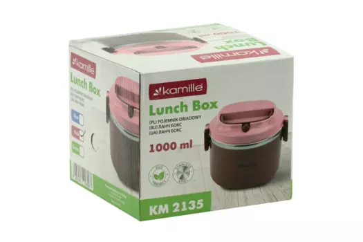 Ланч бокс Kamille пластик/нерж сталь розовый, 1 л