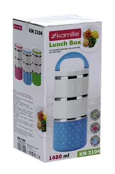 Ланч бокс Kamille пластик/нерж сталь розовый, 1,48 л