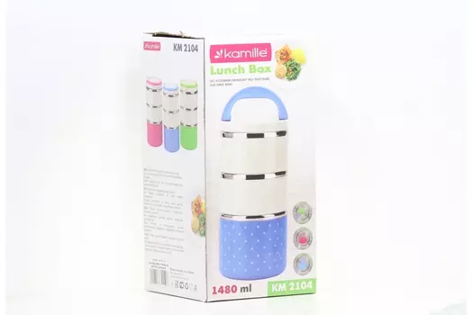 Ланч бокс Kamille пластик/нерж сталь салатовый, 1,48 л