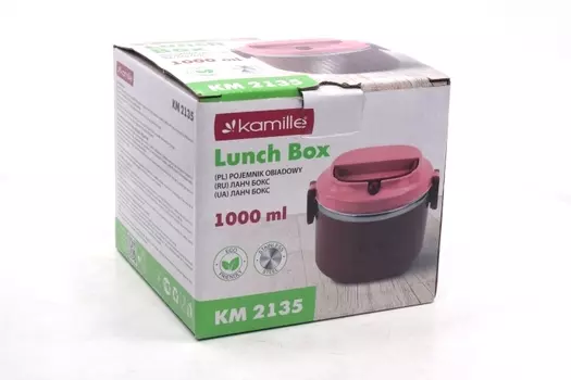 Ланч бокс Kamille пластик/нерж сталь салатовый, 1 л