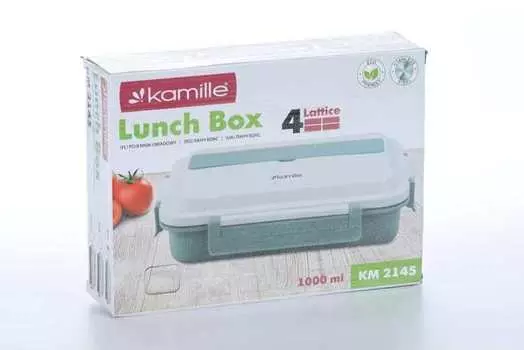Ланч бокс Kamille тройной нерж сталь/пластик розовый, 2,4 л