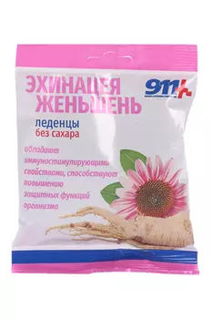 Леденцы 911 эхинацея/женьшень/витамин С б/сахара, 50 г