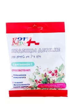 Леденцы 911 Kids с экстрактами чабреца/душицы/медом/витамином C детские, 50 г