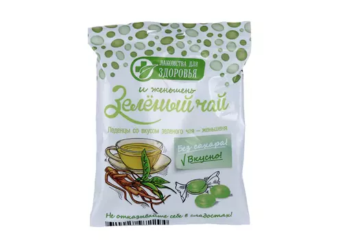 Леденцы Лакомства для Здоровья зеленый чай и женьшень б/сахара