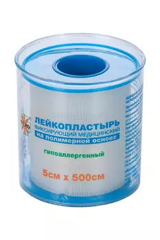 Лейкопластырь ЛЕЙКО фикс мед гипоаллерг полимер основа в катушке/пластик пенале 5х500 см