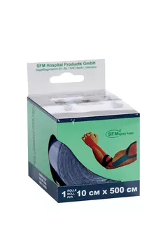 Лейкопластырь SFM кинезио тейп в диспенсере рулон с логотипом 10х500 см, синий