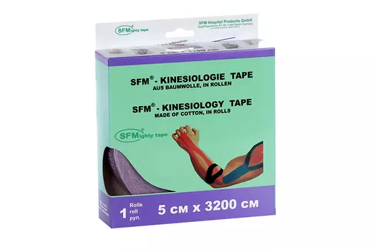Лейкопластырь SFM кинезио тейп в диспенсере рулон с логотипом 5х3200 см, фиолетовый