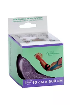 Лейкопластырь SFM кинезио тейп в диспенсере рулон с логотипом 10х500 см, фиолетовый
