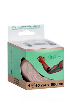 Лейкопластырь SFM кинезио тейп в диспенсере рулон с логотипом 10х500 см, бежевый