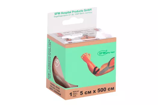 Лейкопластырь SFM-Plaster мед/фикс д/кинезиол тейпир в диспенсере 5х500 см, бежевый