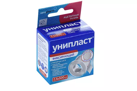 Лейкопластырь Унипласт фиксир 2.5х500 см, на шелк НМ