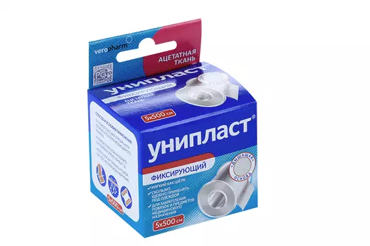 Лейкопластырь Унипласт фиксир 5х500 см, на шелк т НМ
