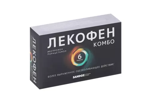 Лекофен Комбо 200 мг+500 мг, 6 шт, таблетки покрытые пленочной оболочкой