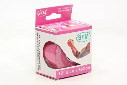 Лента кинезиологическая SFM-Plaster на хлопковой основе 5х500 см ярко-розовый