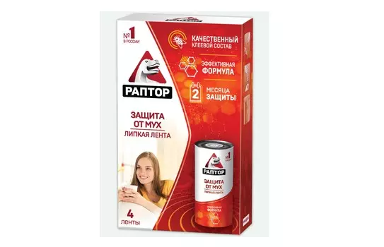 Лента Раптор липкая от мух, 4 шт