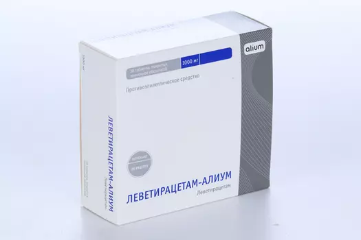 Леветирацетам-Алиум 1000 мг, 30 шт, таблетки покрытые пленочной оболочкой