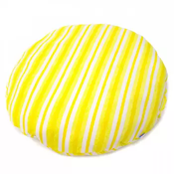 Лежак Кнопа круглый полосатик 50х50 см д/животных белый/желтый