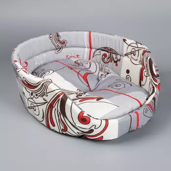 Лежак овальный с бортиком 49 х 36 х 17 см микс цветов