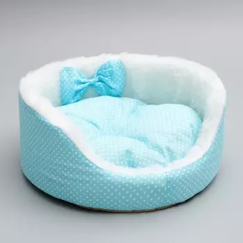 Лежанка для котят и щенков, 35 х 14 см, голубая, микс рисунка