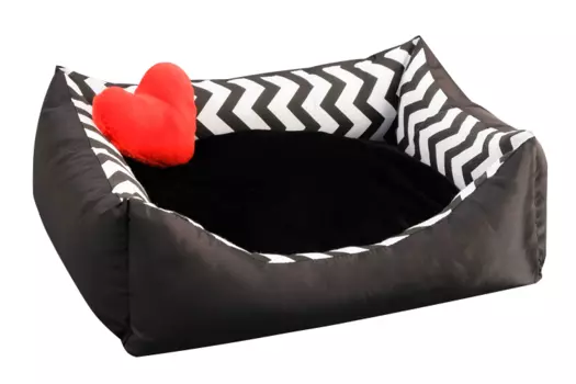 Лежанка с сердечком, 50 х 40 х 15 см, оксфорд, бязь, искусственый мех