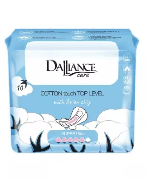 LILO Прокладки гигиенические DALLIANCE Care COTTON touch SUPER Ultra, 10шт. (Китай)