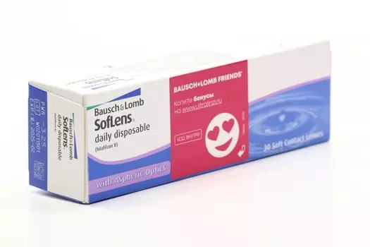 Линзы Bausch+Lomb Soflens Daily Disposable контактные R 8.6 D -3.25, 30 шт
