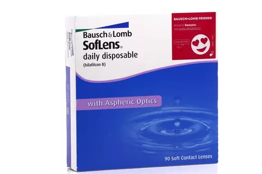 Линзы Bausch+Lomb Soflens Daily Disposable контактные R 8.6 D -6.50, 90 шт