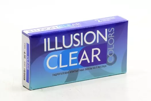 Линзы ILLUSION clear контактные прозрачные 3 месяца -4.0/8.6/2 шт