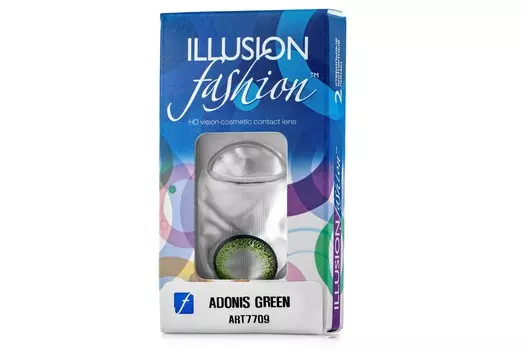Линзы ILLUSION fashion adonis green контактные 1 месяц -0.00/14.5/8.6/2 шт