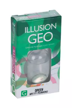 Линзы ILLUSION Geo diamand green контактные 1 месяц, -0.0/14.2/8.6/2 шт